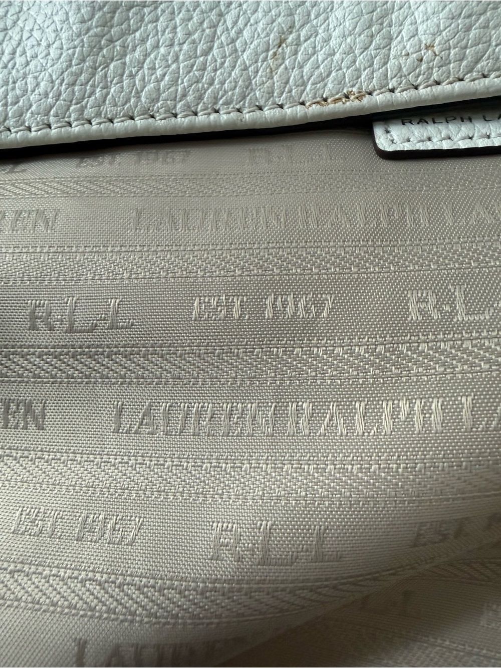 Lauren Ralph Lauren Lowell Tote White Pebbled Leather I - Picture 15 of 16
